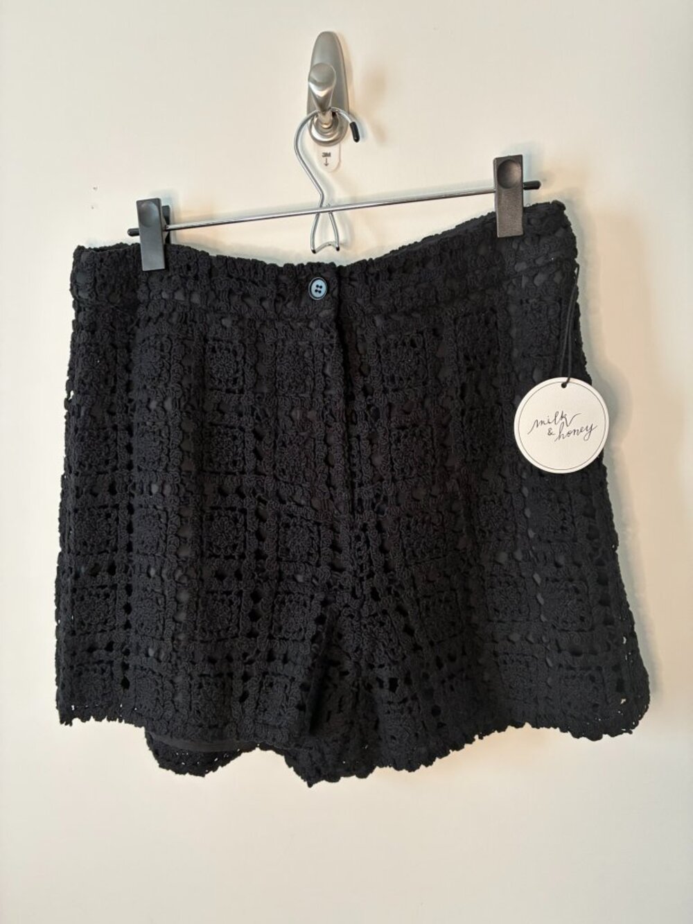 Milk & Honey Black Button Crochet Shorts - Large (New with Tags-NWT)